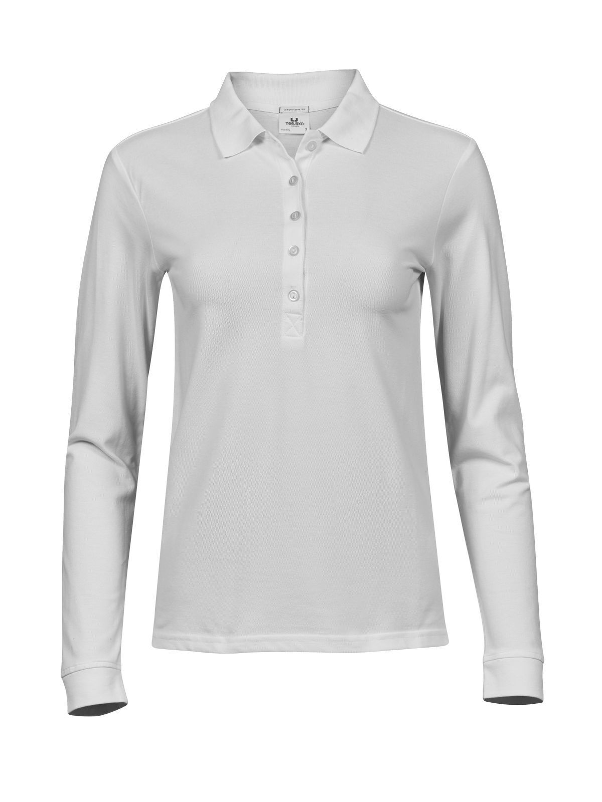 Luxuriöses Stretch-Langarm-Polo für Damen - WHT - Weiß