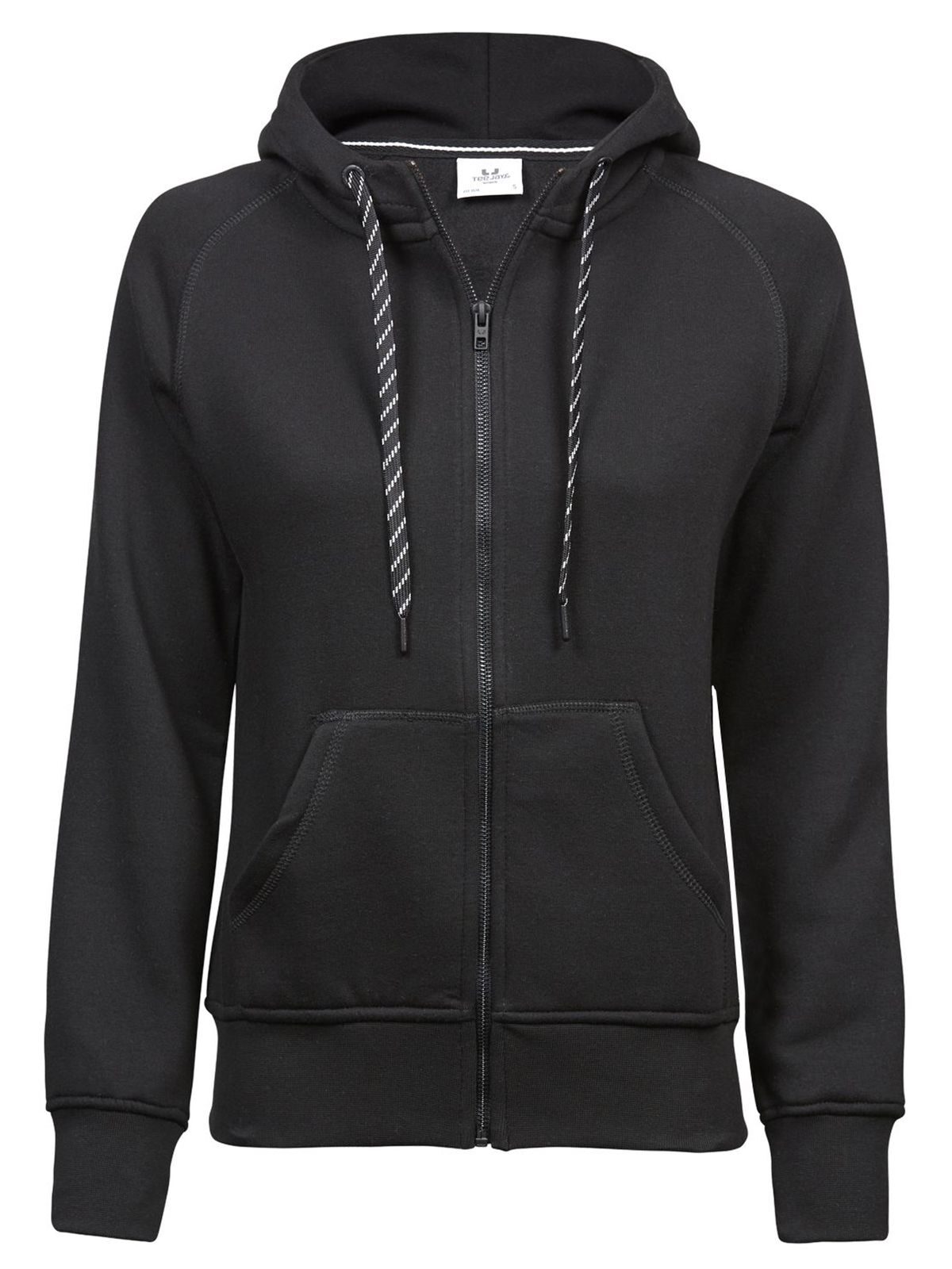 Damenmode Kapuzenpullover mit durchgehendem Reißverschluss - BLK - Schwarz