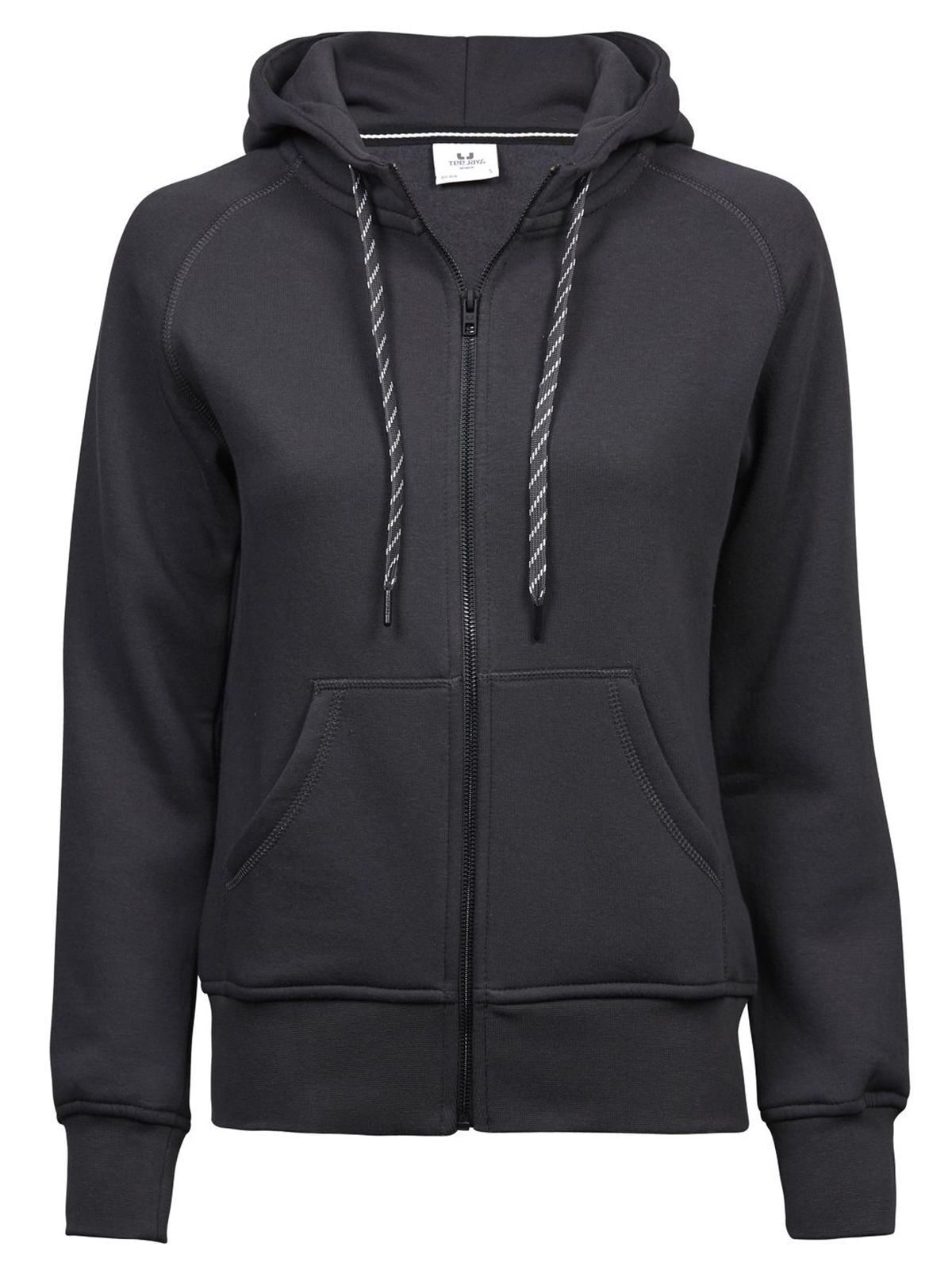 Damenmode Kapuzenpullover mit durchgehendem Reißverschluss - Dunkelgrau