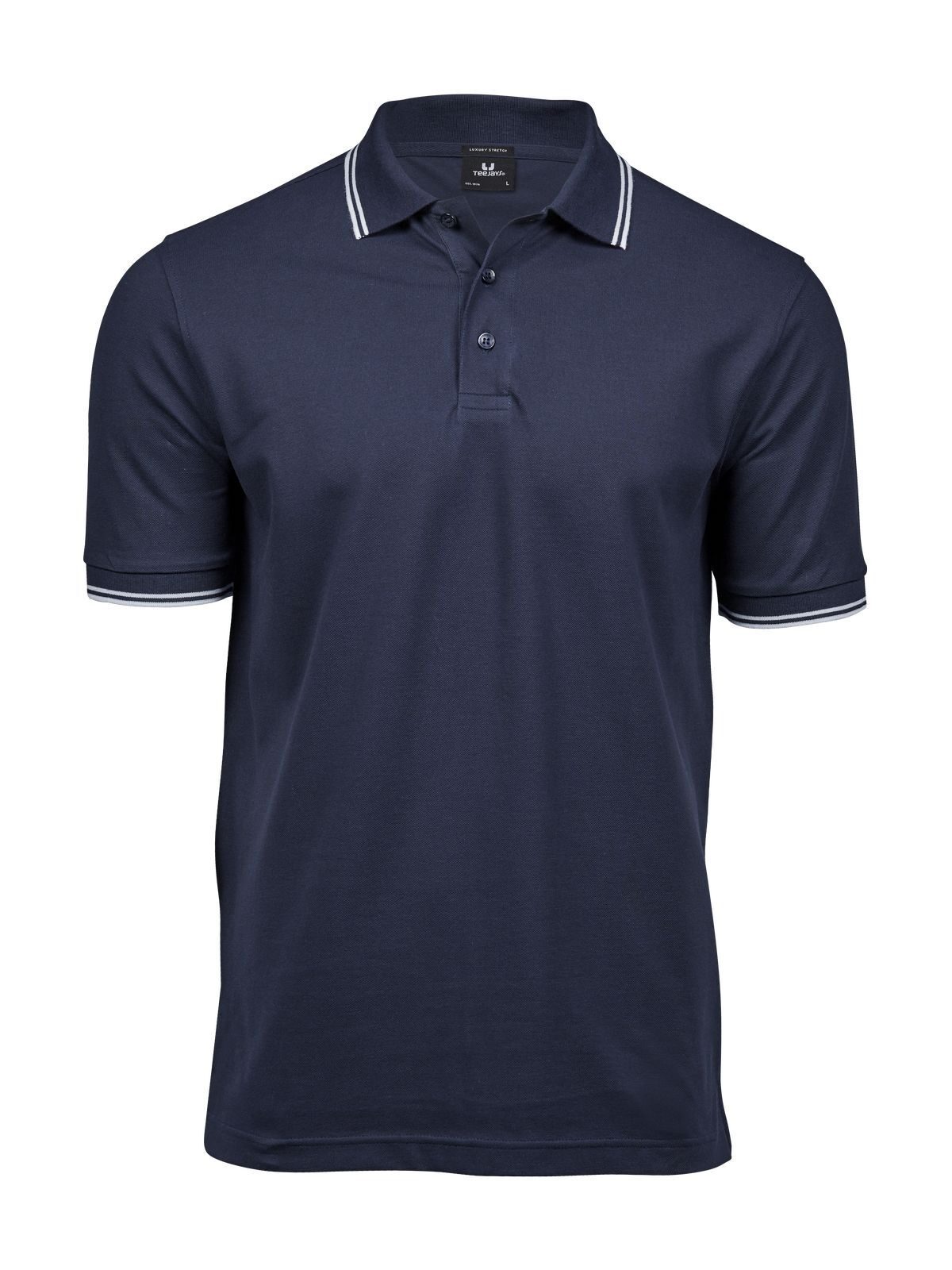 Luxuriöses Stretch-Polohemd für Herren mit Streifen - Marineblau/Weiß