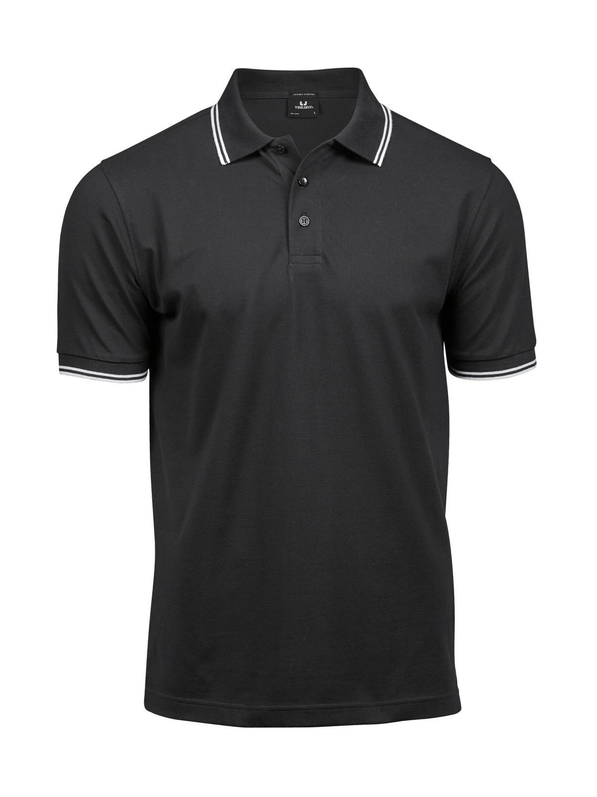 Luxuriöses Stretch-Polohemd für Herren mit Streifen - Schwarz/Weiß