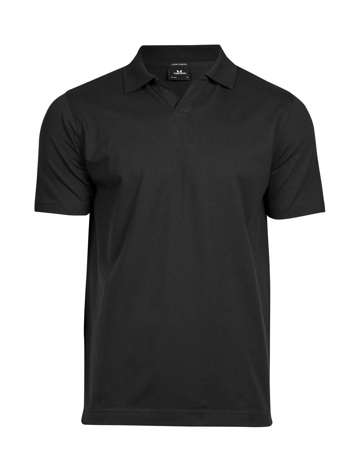 Luxuriöses Stretch-Polohemd mit V-Ausschnitt - BLK - Schwarz