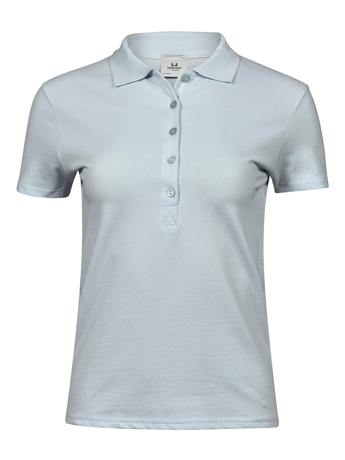 Luxuriöses Stretch-Polohemd für Damen - Eisblau