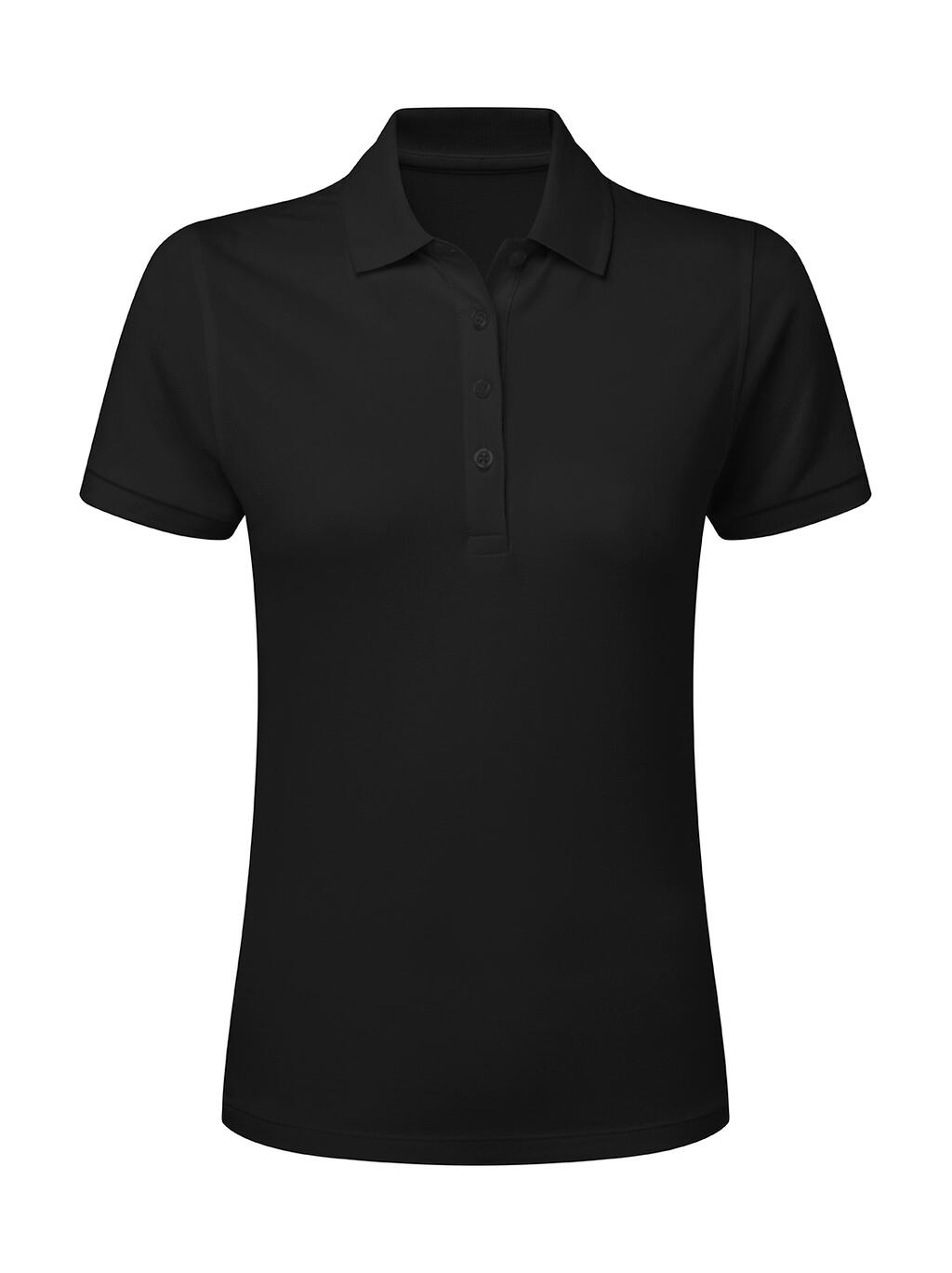 Stretch-Poloshirt für Damen ohne Markenetikett - 104 - Tiefschwarz