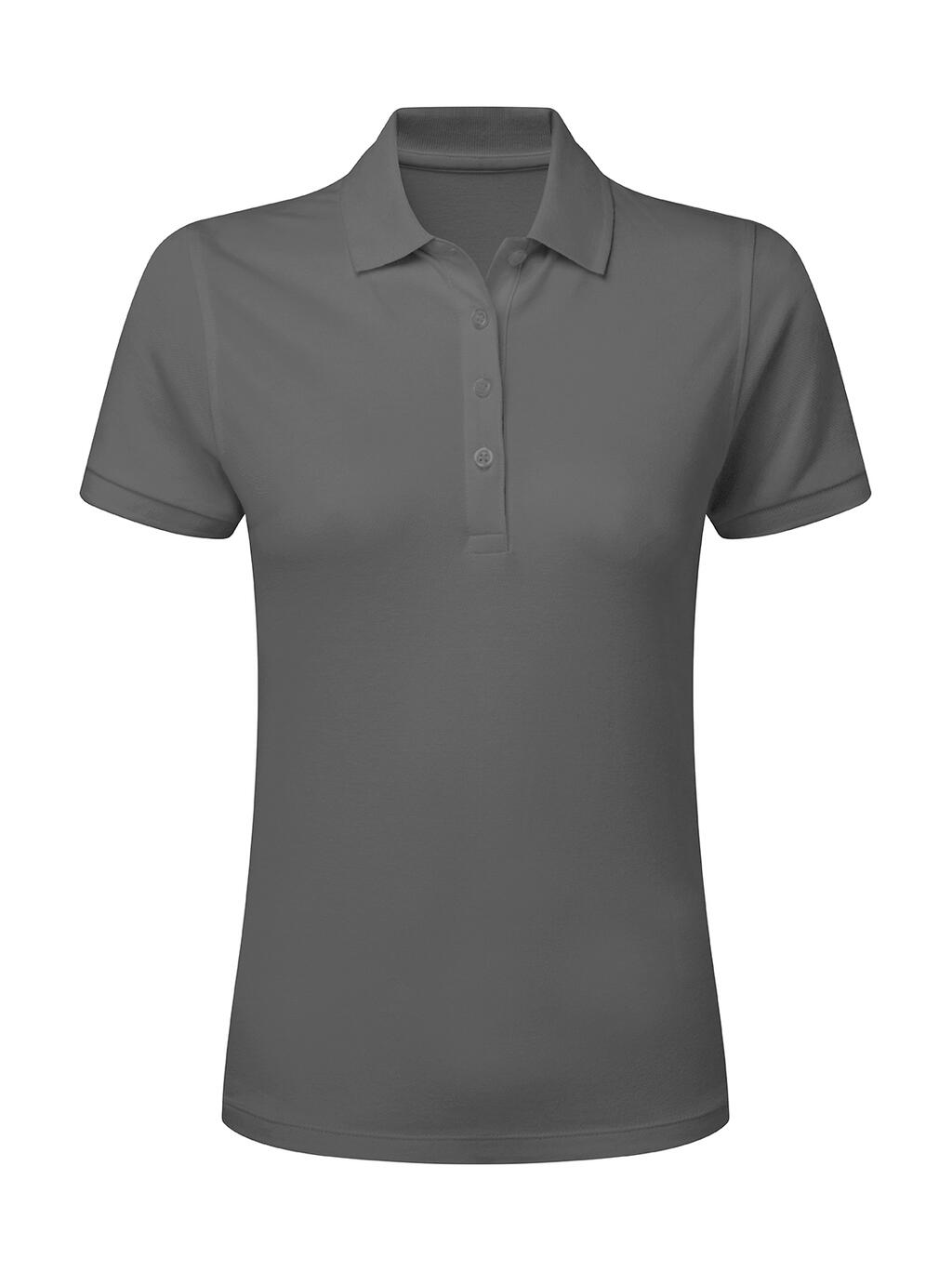 Stretch-Poloshirt für Damen ohne Markenetikett - 130 - Holzkohle