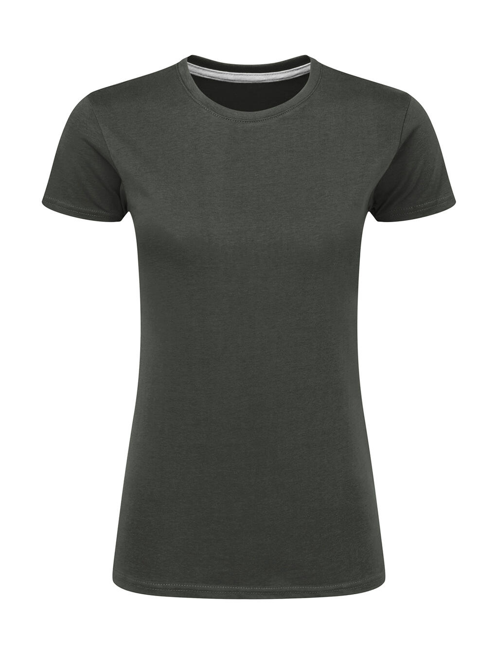 Damen-T-Shirt mit Signatur ohne Etikett - 130 - Holzkohle