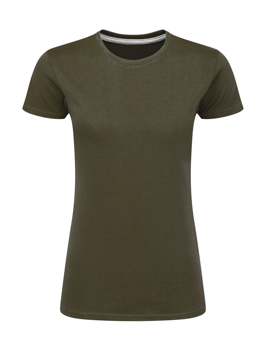 Damen-T-Shirt mit Signatur ohne Etikett - 506 - Militärgrün