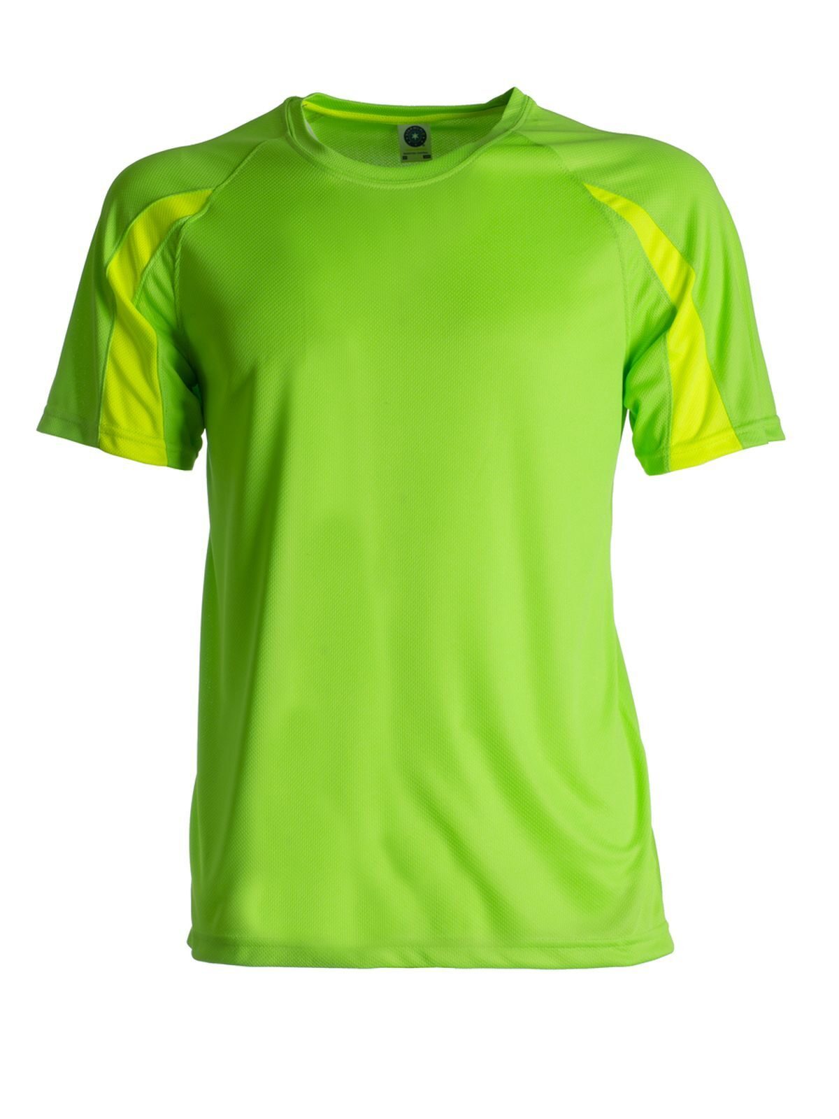 Unisex-Sport-T-Shirt mit Kontrastfarben - 64 - Fluoreszierendes Gelb