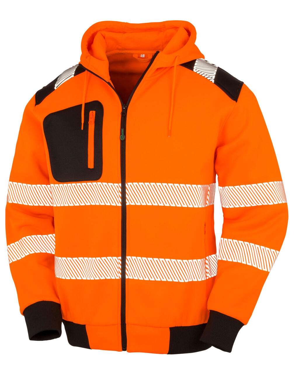 Recycelter Sicherheitshoodie mit Reißverschluss - ORNV - Fluoreszierendes Orange