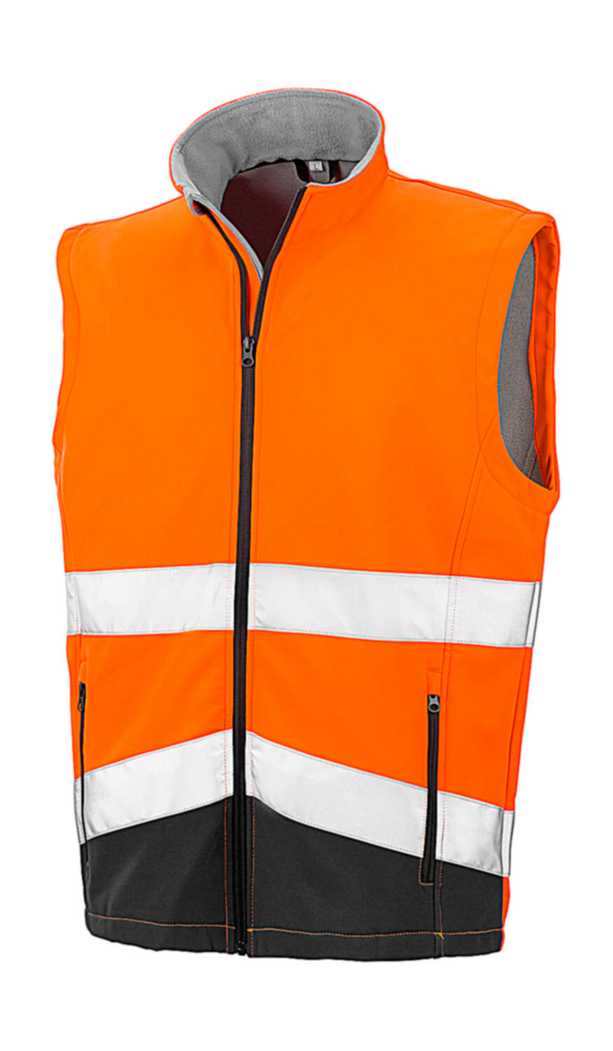 Bedruckbare Sicherheitsweste aus weichem Material - 478 - Fluoreszierendes Orange/Schwarz