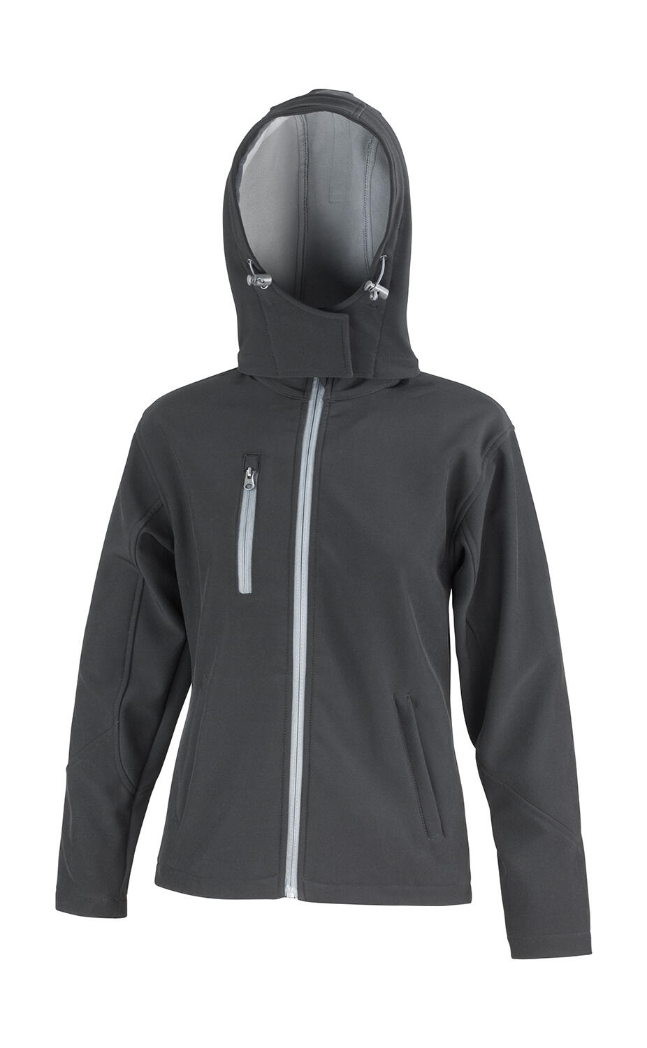 Damen-Softshelljacke TX Performance mit Kapuze - BKGY - Schwarz/Grau