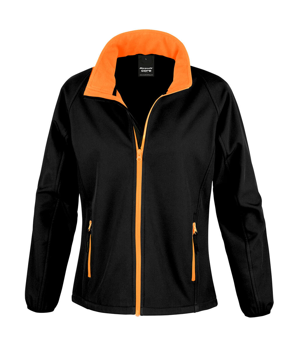 Bedruckbare Softshelljacke für Damen - 178 - Schwarz/Orange