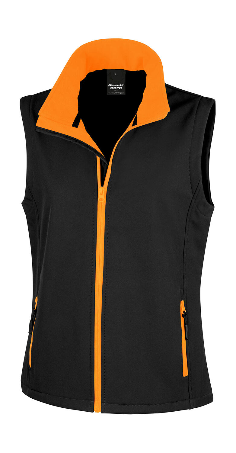 Bedruckbare Softshellweste für Damen - 178 - Schwarz/Orange