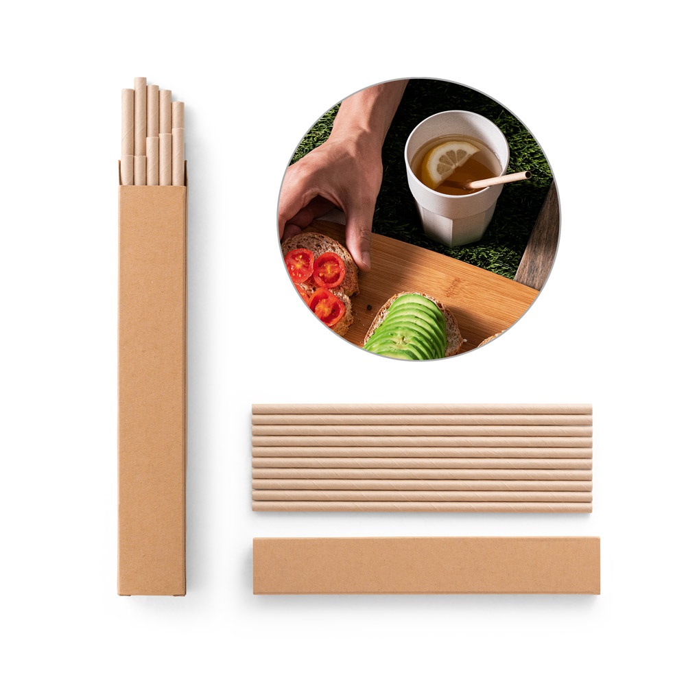 LAMONE. Set mit 10 Strohhalmen aus Kraftpapier.