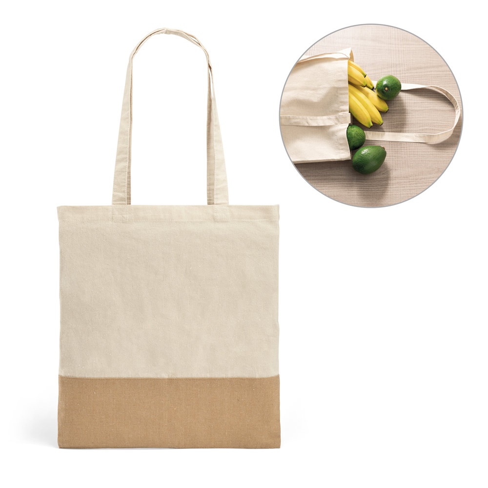 MARKT. Tasche aus 100 % Baumwolle (160 g/m²) mit Details aus Juteimitat.