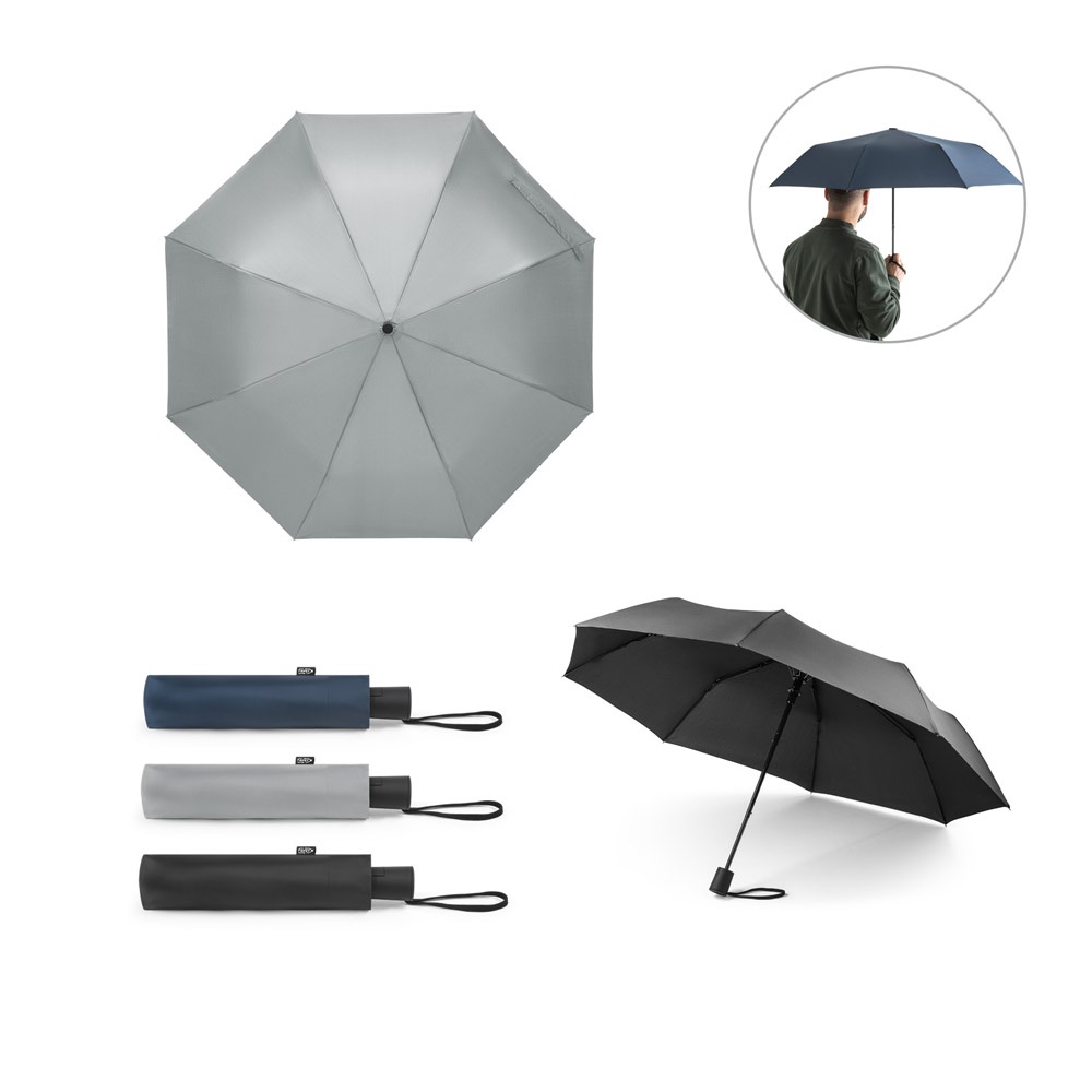 CIMONE. Faltbarer Regenschirm aus 190T recyceltem Polyester (100% rPET) Pongee mit automatischer Öffnung.
