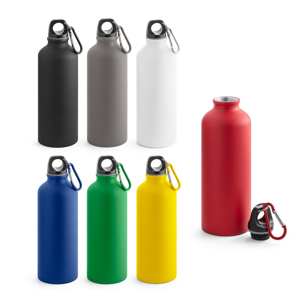 HILL. 540 ml Aluminiumflasche mit Karabinerhaken.