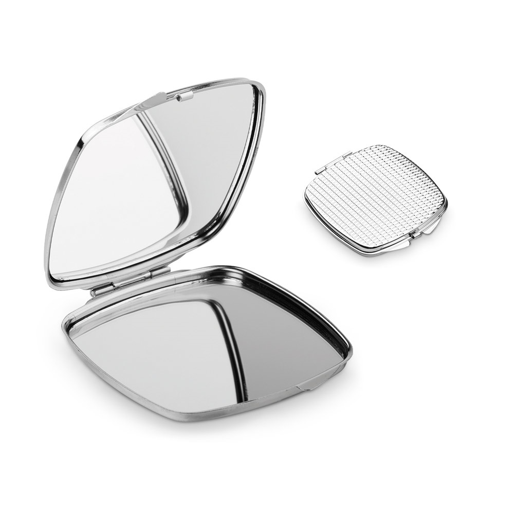 GLIMMER. Doppelter Metall-Handtaschenspiegel.