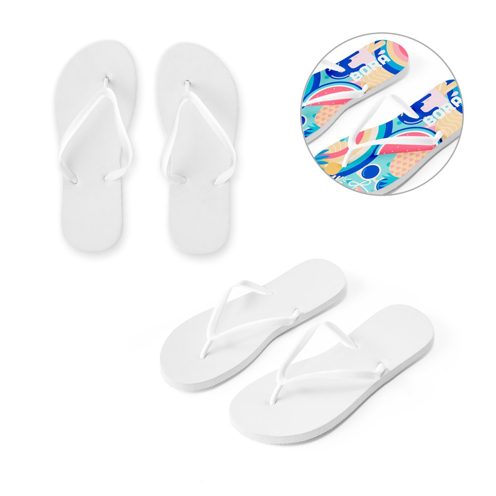 BALI L/XL. Flip-Flops mit vollständig individualisierbaren Sublimationssohlen.