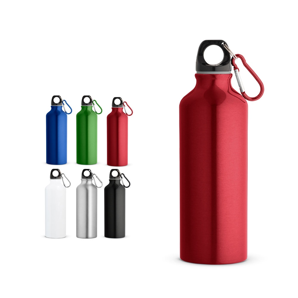 RE-LANDSCAPE M. Wasserflasche aus recyceltem Aluminium (100 % rAL) mit Karabinerhaken, 530 ml
