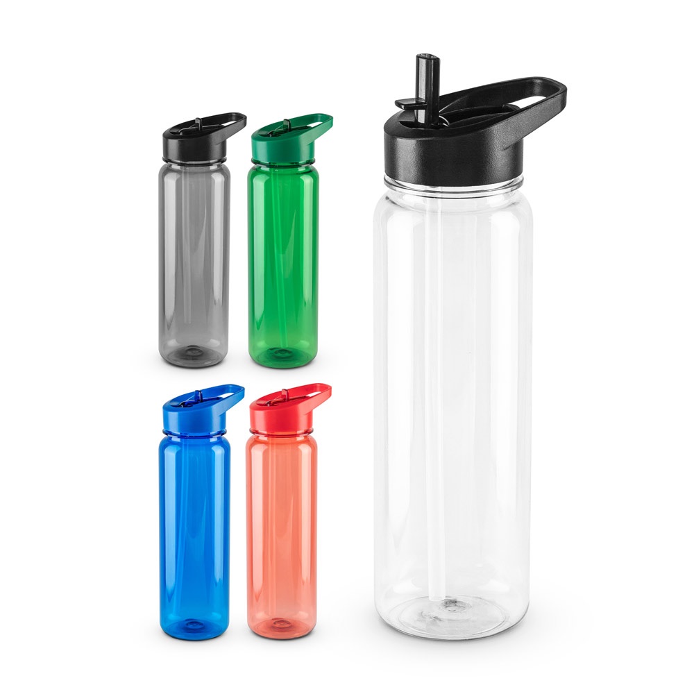 GILMORE. Transparente 750-ml-Wasserflasche aus 100 % recyceltem PET (rPET) mit glänzender Oberfläche.