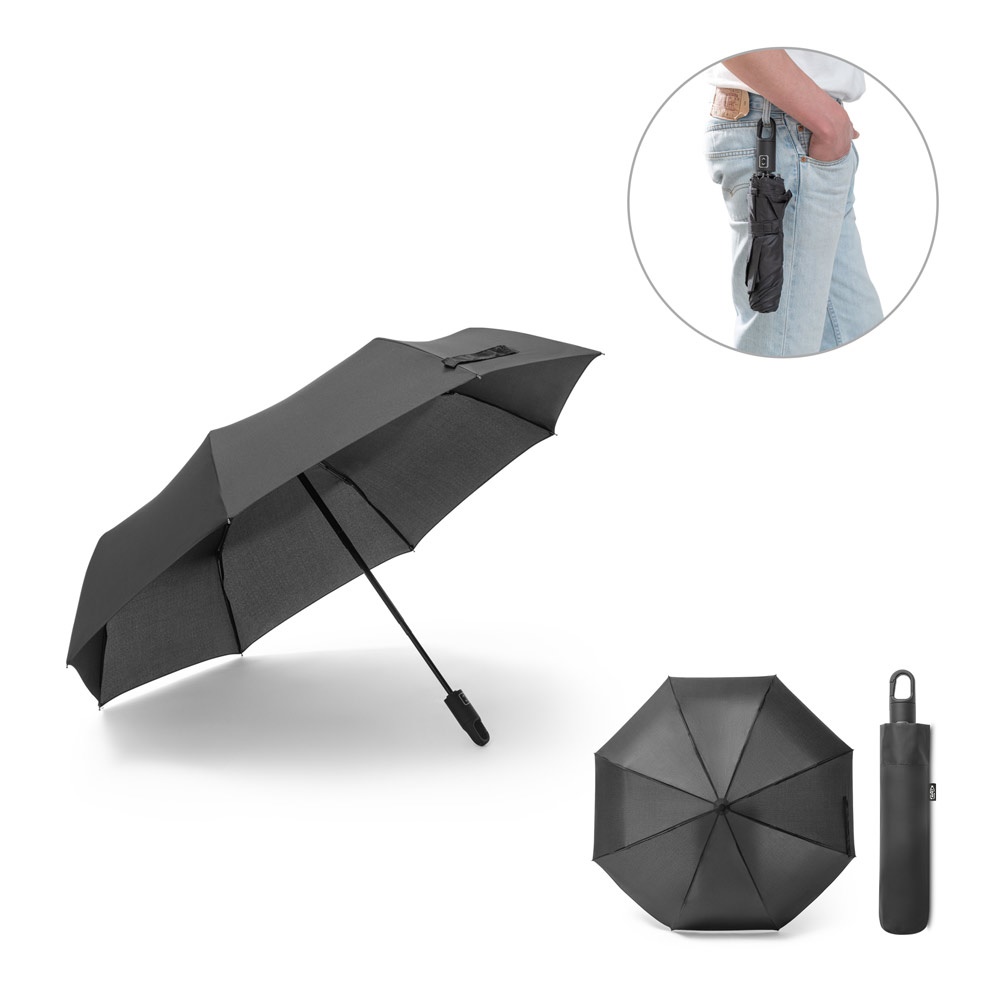 GUSTAVO. Regenschirm aus 190T recyceltem Polyester-Pongee (100% rPET) mit automatischer Öffnungs- und Schließfunktion.