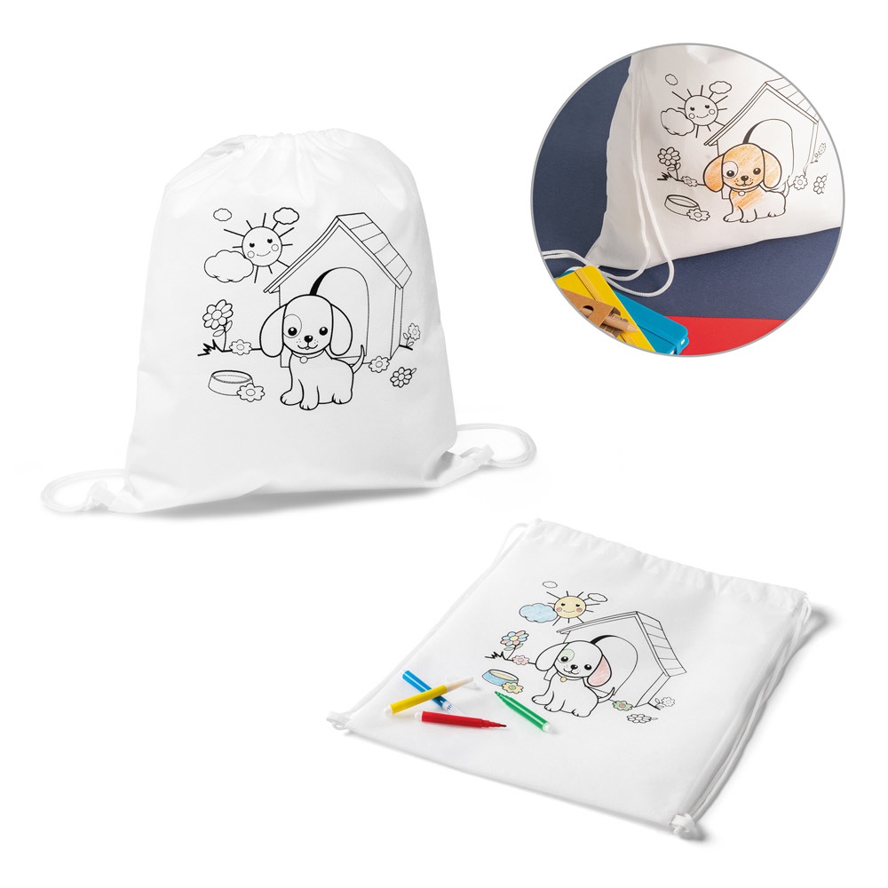 DRAWS. Rucksack mit Kordelzug und Ausmalbild (80 g/m²)