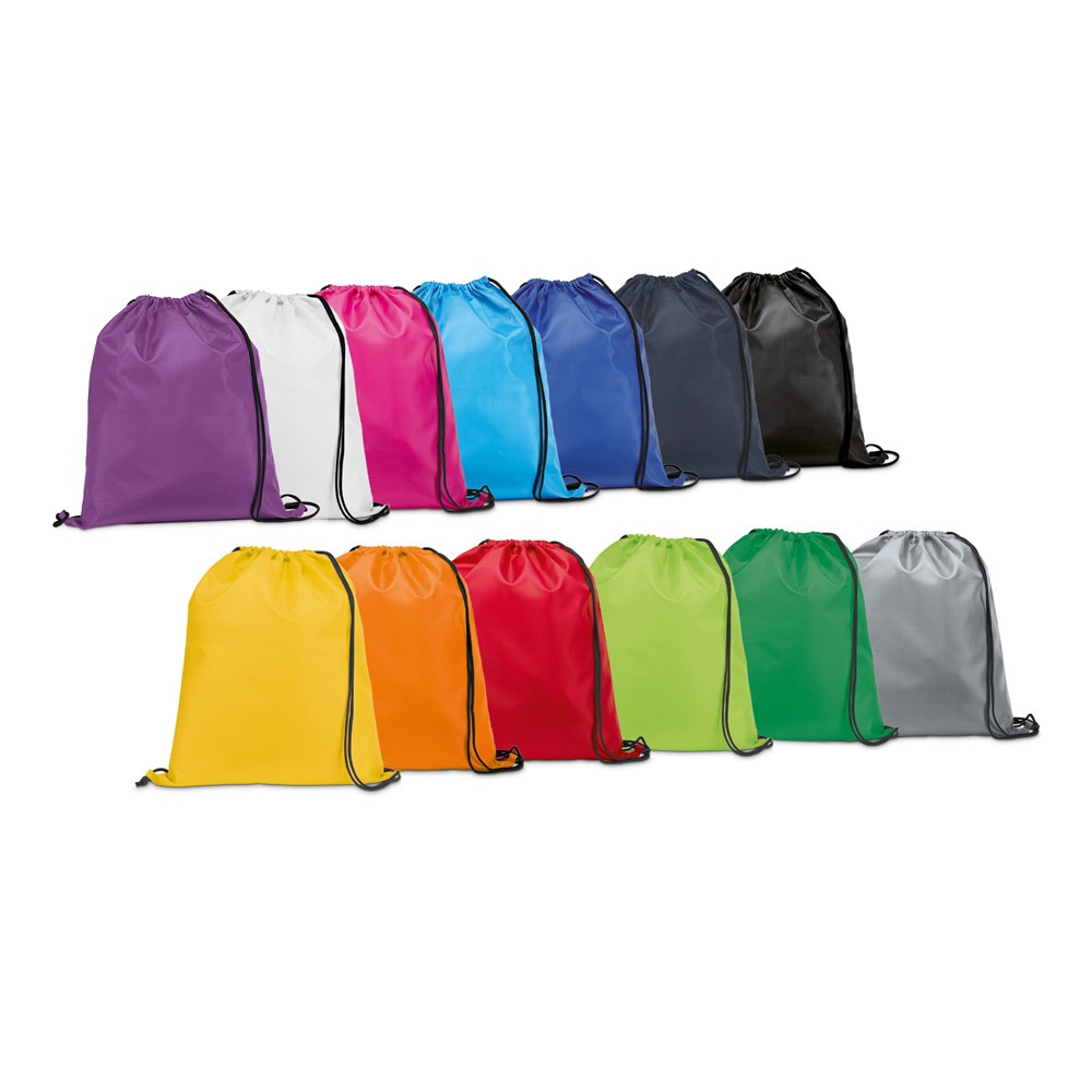 CARNABY. Rucksack aus 210D-Stoff mit schwarzen Kordelzügen.