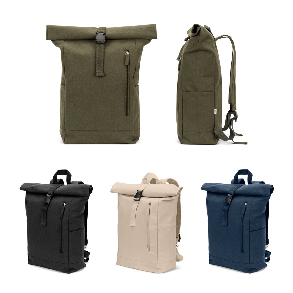 SAINT. Rolltop-Rucksack aus recycelter Baumwolle und recyceltem Polyester (380 g/m²)