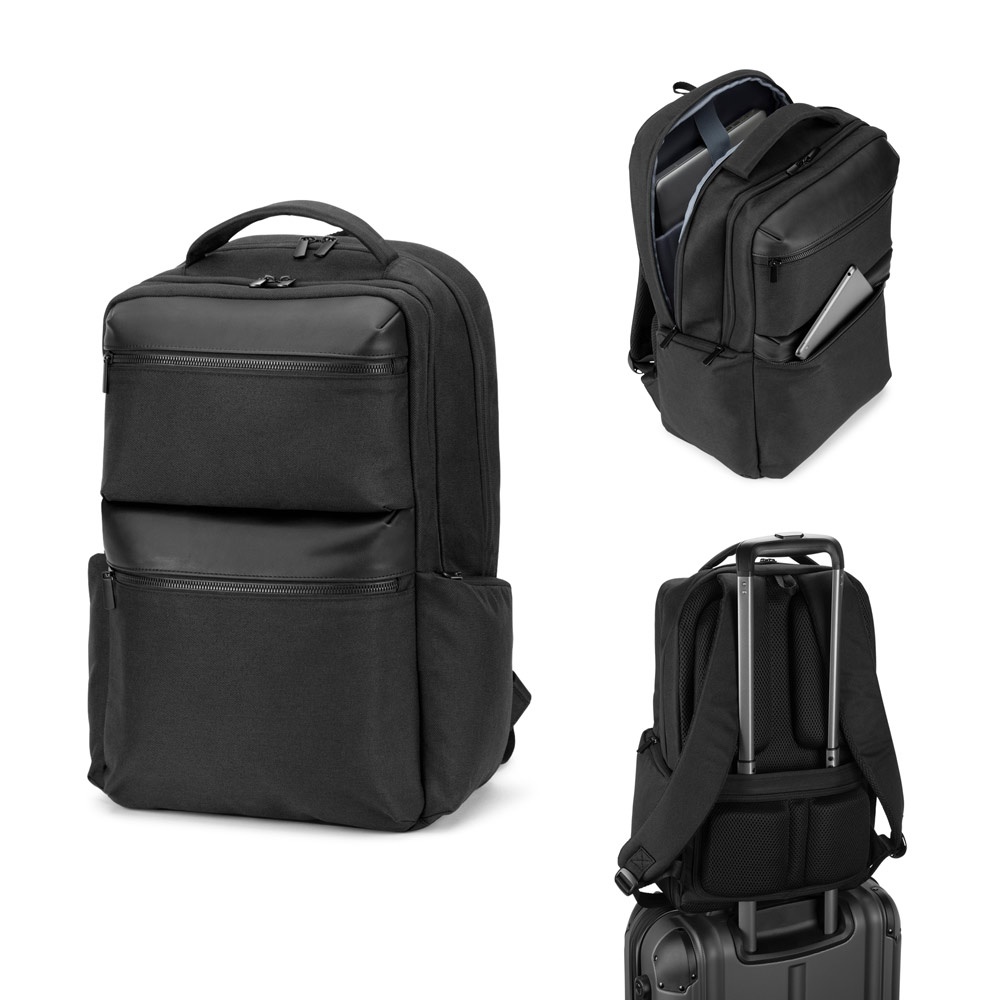 KOPENHAGEN. Wasserabweisender Rucksack aus recyceltem Twill mit zwei großen Vordertaschen, 17,3 Zoll (ca. 4,45 m).