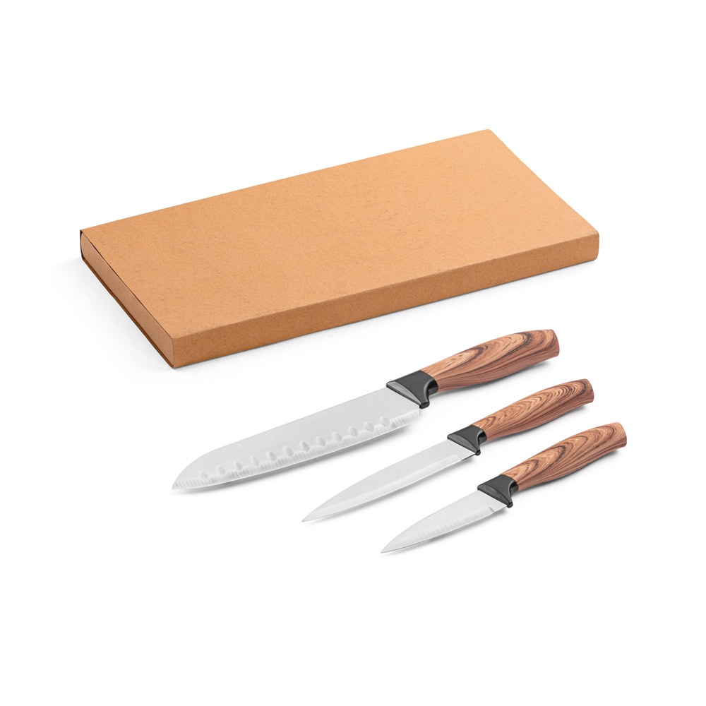BAHARAT. Set aus 3 Küchenmessern mit Klingen aus Edelstahl und ergonomischen Griffen.