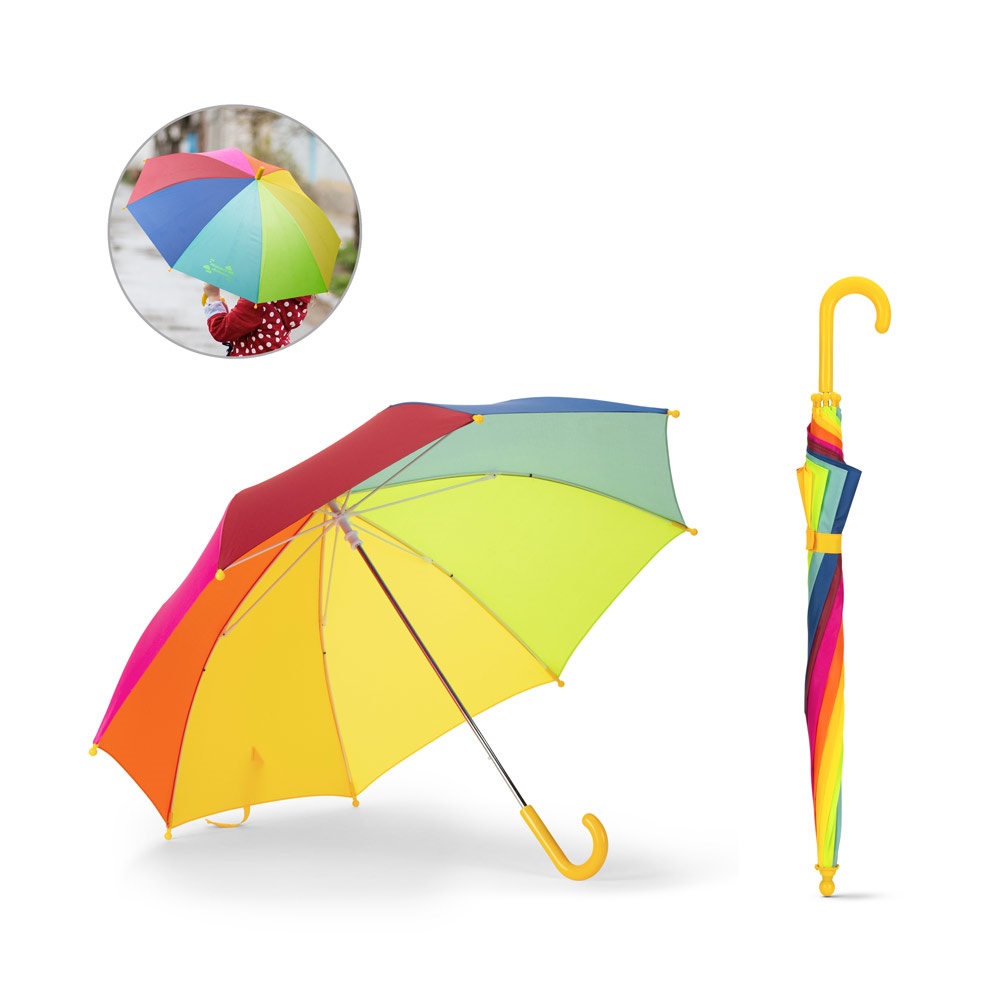 OLIVIA. Bunter 19" Kinderregenschirm aus 190T Polyester.