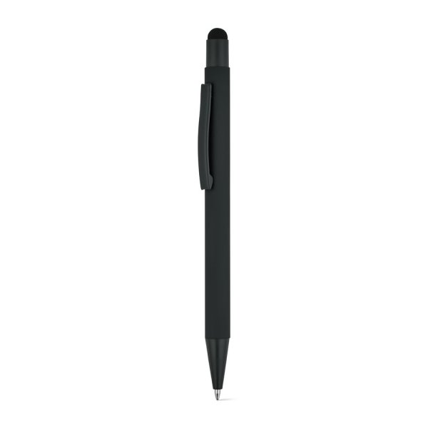 CLINT TOUCH. Kugelschreiber mit modernem Design, hergestellt aus recyceltem Aluminium (100% rAL) mit gummierter Oberfläche. - 103 - Schwarz