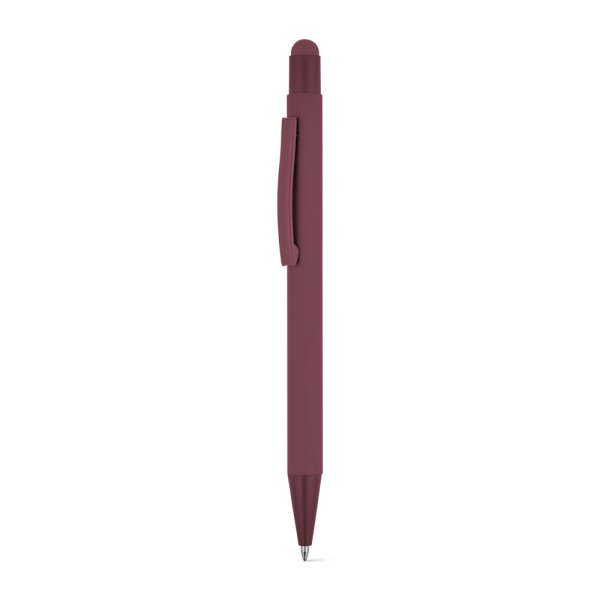 CLINT TOUCH. Kugelschreiber mit modernem Design, hergestellt aus recyceltem Aluminium (100% rAL) mit gummierter Oberfläche. - 115 - Bordeaux