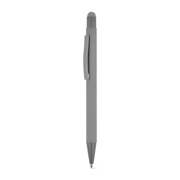 CLINT TOUCH. Kugelschreiber mit modernem Design, hergestellt aus recyceltem Aluminium (100% rAL) mit gummierter Oberfläche. - 113 - Grau