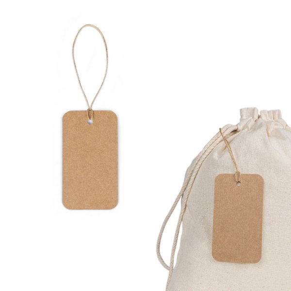 RECHTECKIGES ETIKETT. Rechteckiges Etikett aus 100 % Recyclingpapier (700 g/m²).