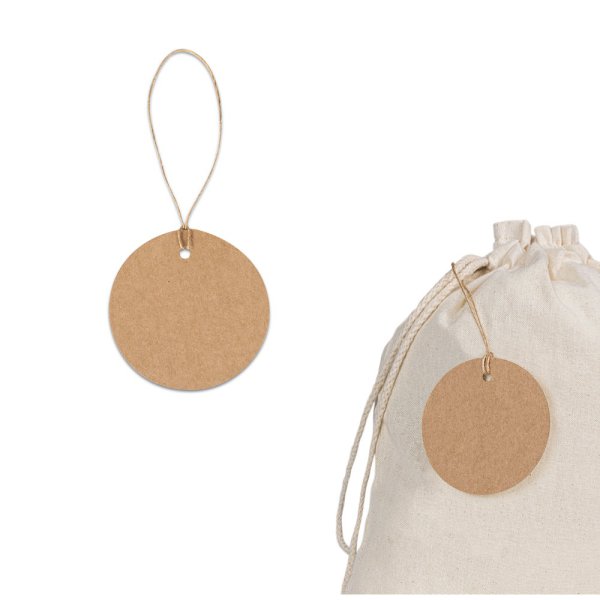 RUNDES ETIKETT. Rundes Etikett aus 100 % Recyclingpapier (700 g/m²).