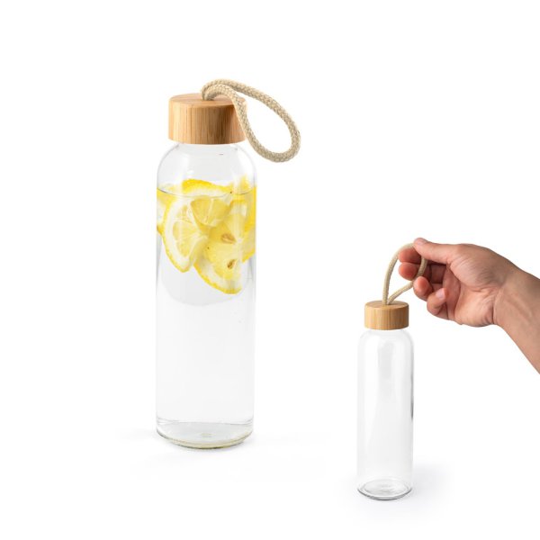 CROSBY. Glaswasserflasche mit Bambusdeckel, 520 ml