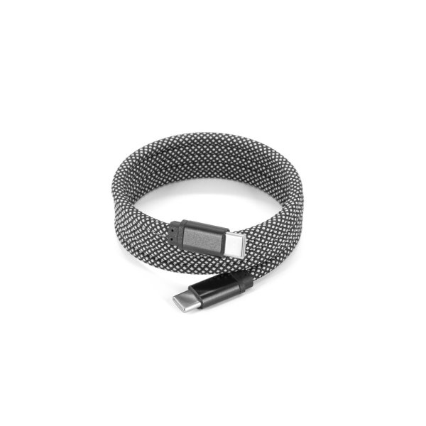 NADELLA. USB-C-zu-USB-C-Kabel (60 W) mit geflochtenem Polyesterkabel und Magnetsystem zum einfachen Aufwickeln - 103 - Schwarz