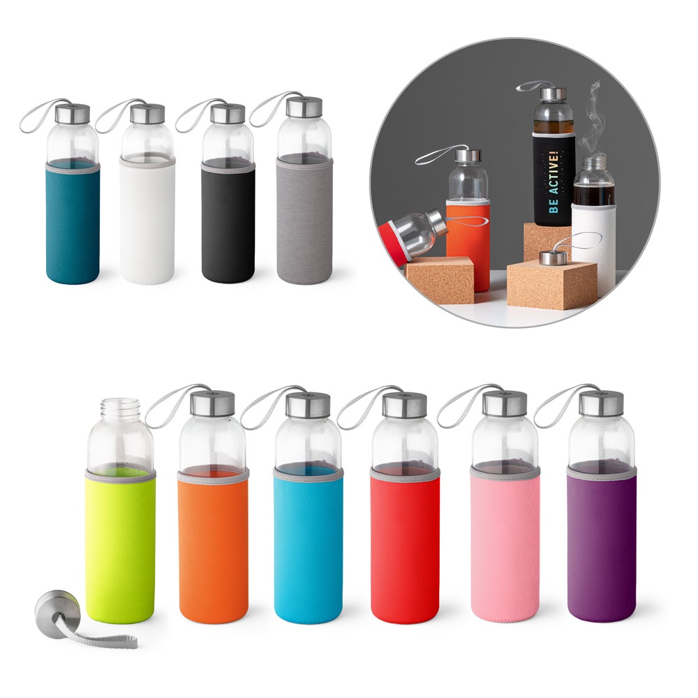RAISE. 520 ml Sport-Trinkflasche aus Glas und Edelstahl