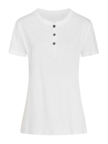 Sharon Henley T-Shirts Slub - WHI - Weiß