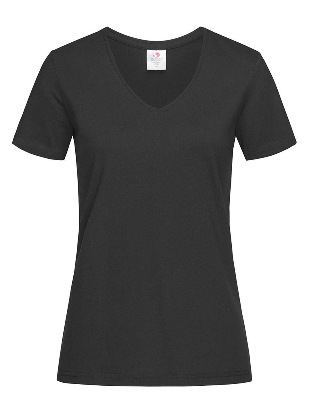 Klassisches T-Shirt mit V-Ausschnitt für Damen - BLO - Schwarzer Opal