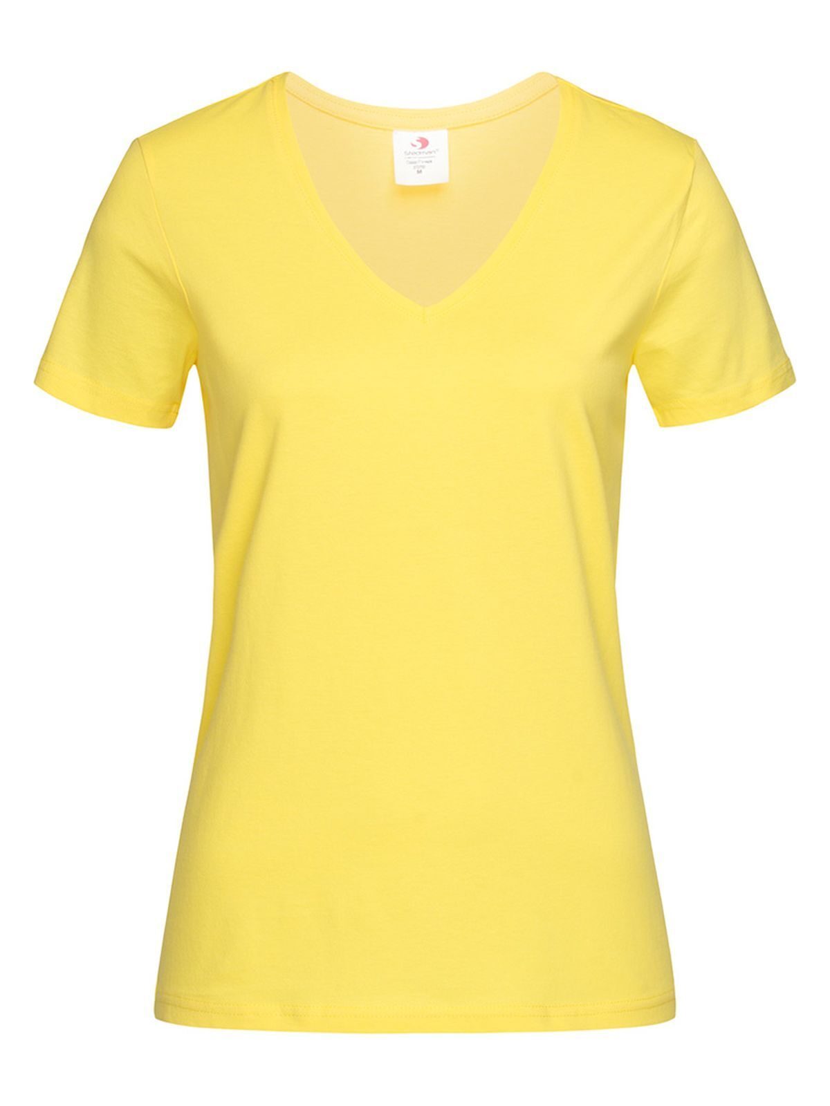 Klassisches T-Shirt mit V-Ausschnitt für Damen - YEL - Gelb