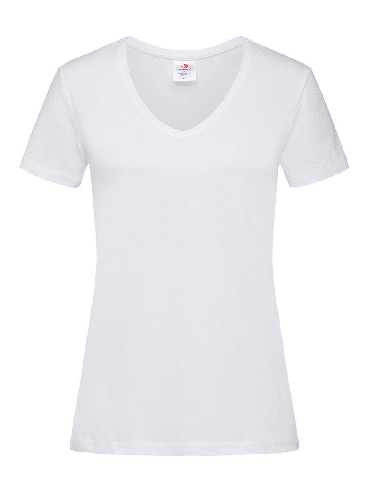 Klassisches T-Shirt mit V-Ausschnitt für Damen - WHI - Weiß