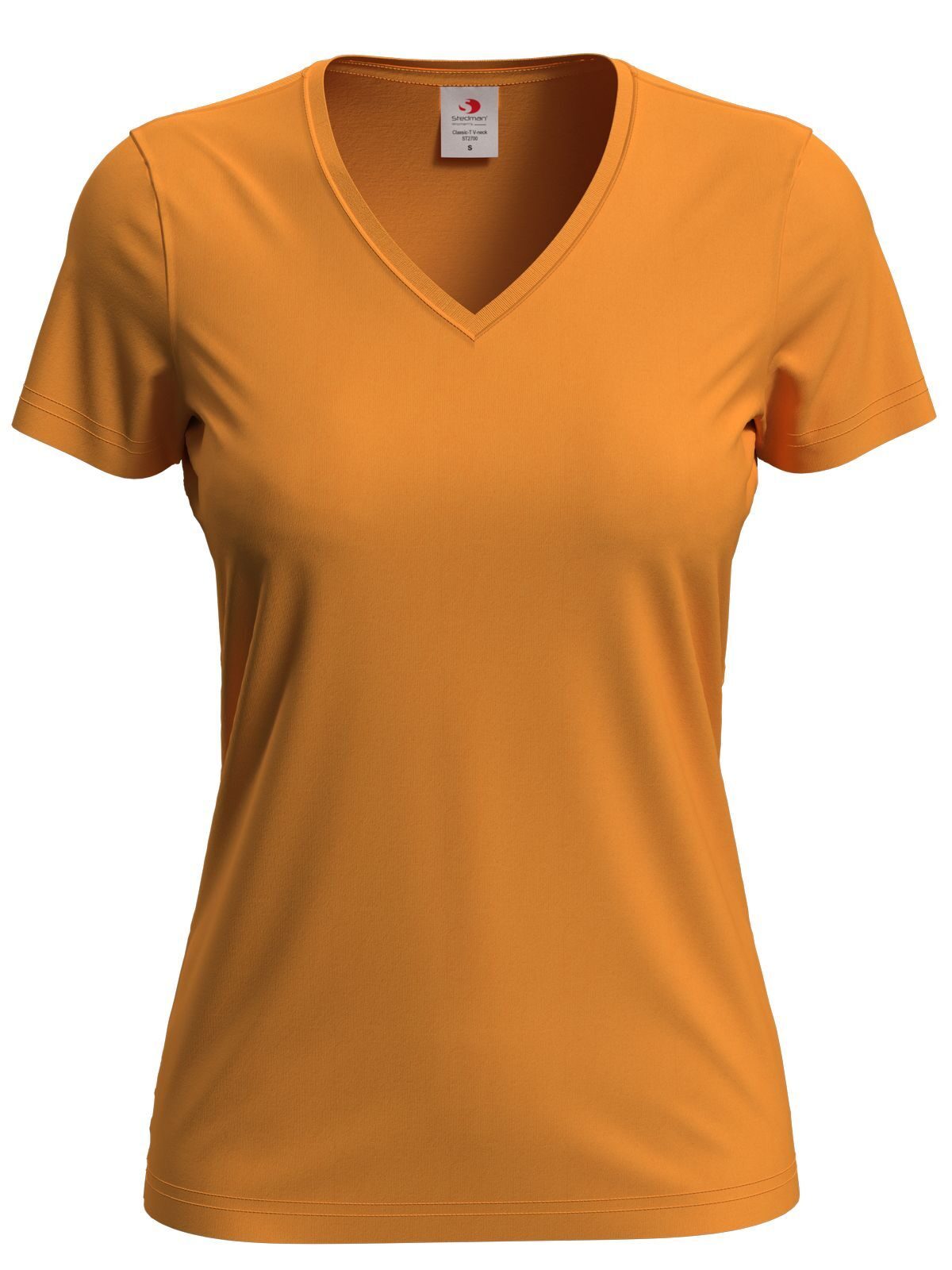 Klassisches T-Shirt mit V-Ausschnitt für Damen - ORA - Orange