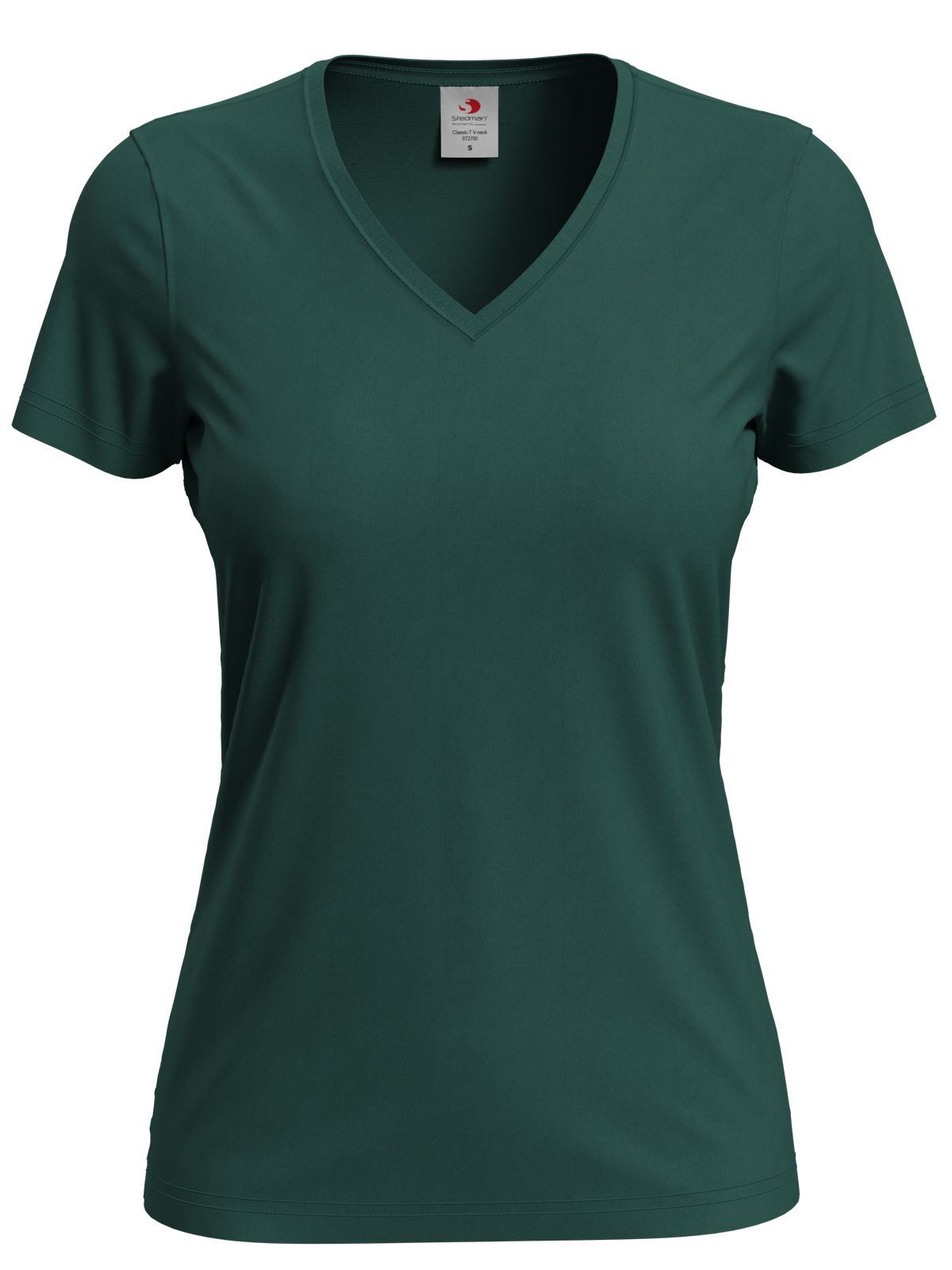 Klassisches T-Shirt mit V-Ausschnitt für Damen - BOG - Flaschengrün