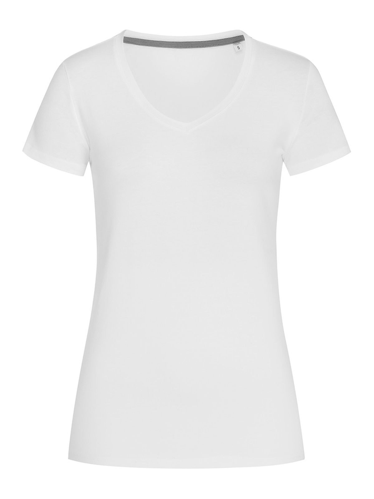 Stretch-T V-Ausschnitt Damen - WHI - Weiß