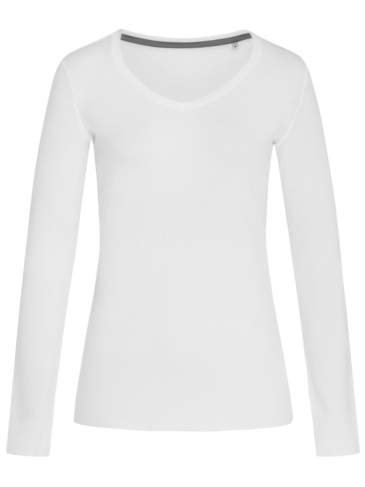 Stretch-Langarm-Damen - WHI - Weiß