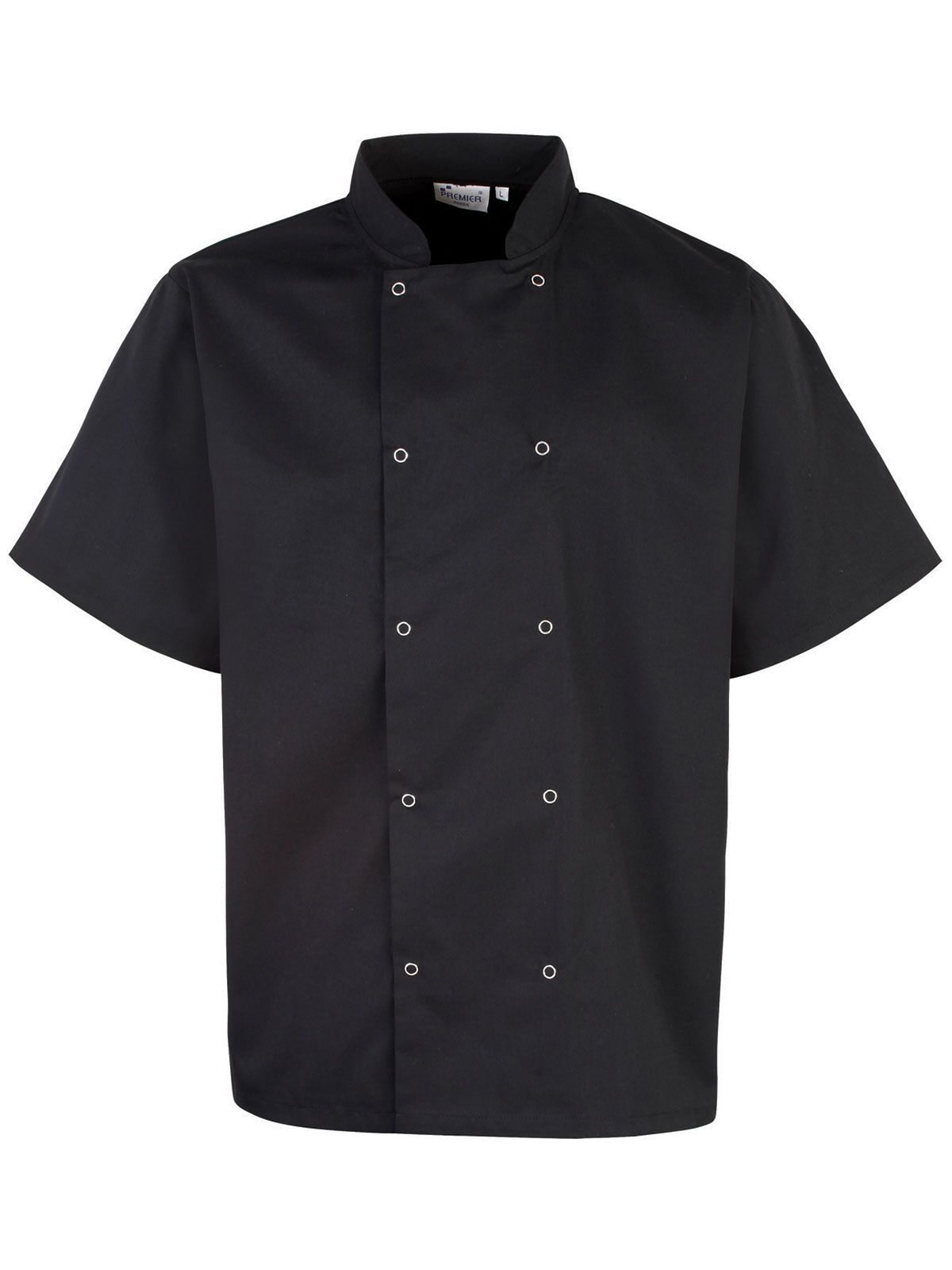 Kochjacke mit kurzen Ärmeln und Nietenbesatz vorne - BLAC - Schwarz