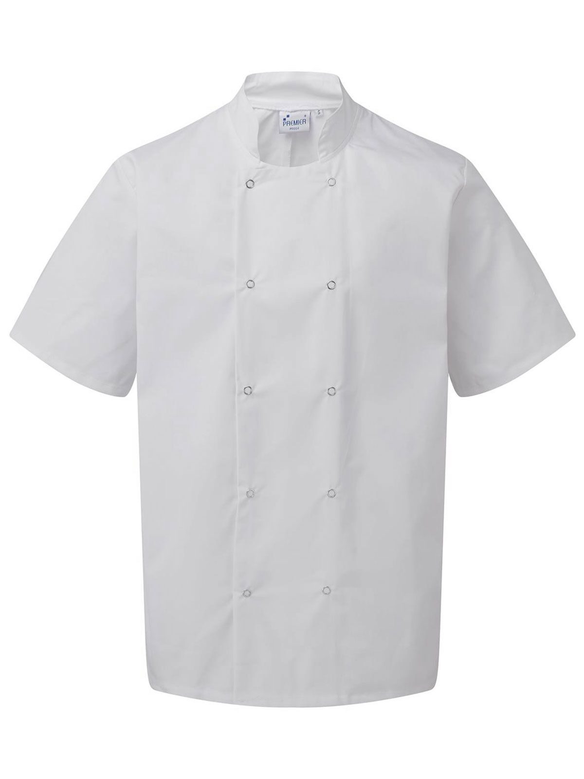 Kochjacke mit kurzen Ärmeln und Nietenbesatz vorne - WHIT - Weiß
